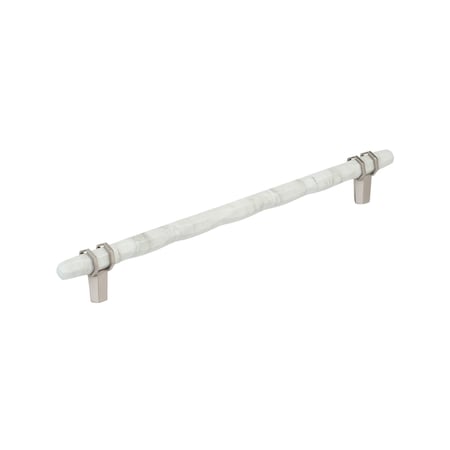 Amerock Carrione 10-1/16 inch 256mm Center-to-Center Marble White/Satin Nickel Cabinet Pull BP36664MWG10