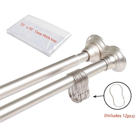 Utopia Alley 72 in. Adjustable 72-Inch Double Shower Curtain Rods, Brushed Nickel DS9BN