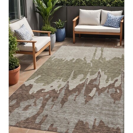 Homeroots 5' X 8' Beige And Taupe Abstract Washable Indoor Outdoor Area Rug 613609