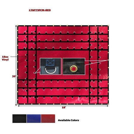 Mytee Products Heavy Duty 18oz Steel Tarp 20x 18 - Red LT6FT3PCM-RED