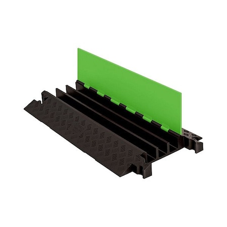 Checkers Hi-Viz Cable Protector, 3.13 in H, 38.88 in L, 19-3/4 in W, 3 Channel, Polyurethane, Black, Green GD3X225-FLG/B