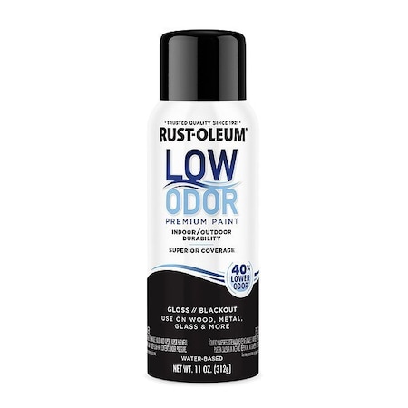 Rust-Oleum Low Odor Spray Paint, Water-Based, Alkyd, Blackout, Gloss 388245