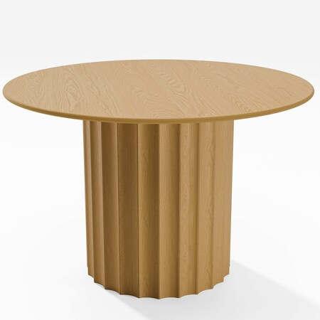 Homeroots 46" Brown Solid Wood Pedestal Base Round Top Dining Table 720995