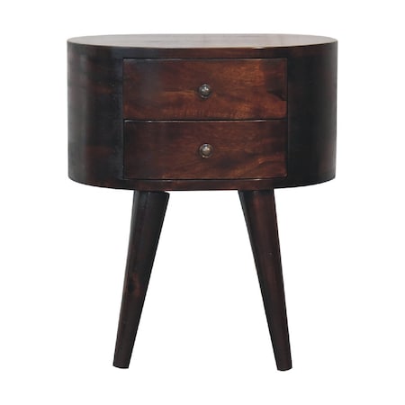 Homeroots 21" Brown Solid Wood Round Two Drawer Nightstand 651865
