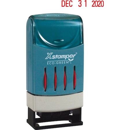 Shachihata Xstamper VersaDater Pre-Inked Message/Date Stamp, FAX'D/PAID/REC'D, 1/4" x 1", Red 52111