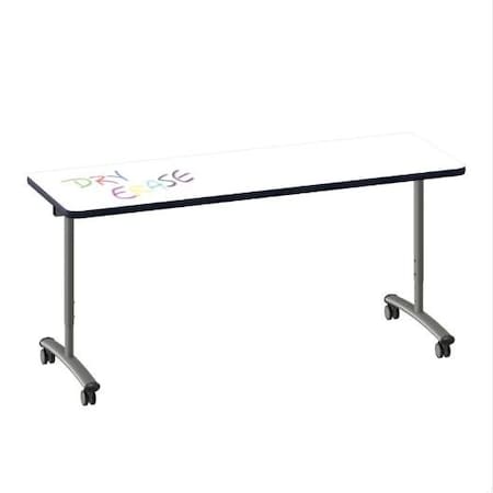 Correll Rectangle Premium Sit To Stand Dry Erase Flip Top Table, 72 in W, 28 in to 38 in H FTS2472DE-80-14-45