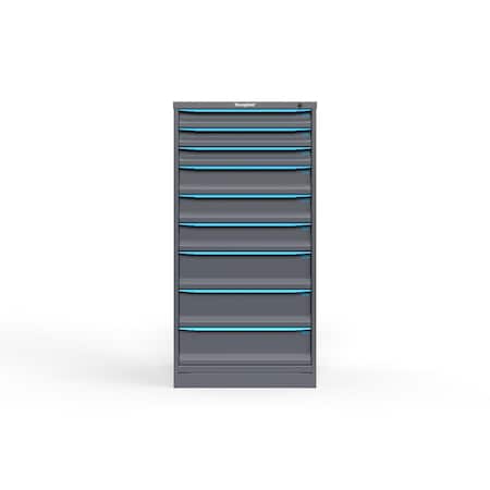 Strong Hold 9 drawer cabinet - (3x 3ft, 3x 5ft, 3x 7ft) - Blue accents - Keyed Different S3060-PPDAS-0903FS