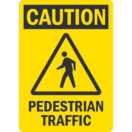 Lyle Caution Pedestrian Traffic (W/Sym), 5x7, Non-Reflective, Yellow G-16927-ND_5x7