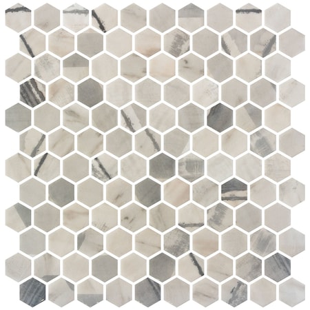 Andova Tiles Avery 1-in. Honeycomb Polished Upcycled Glass Floor and Wall Mosaic Tile ANDAVE1246