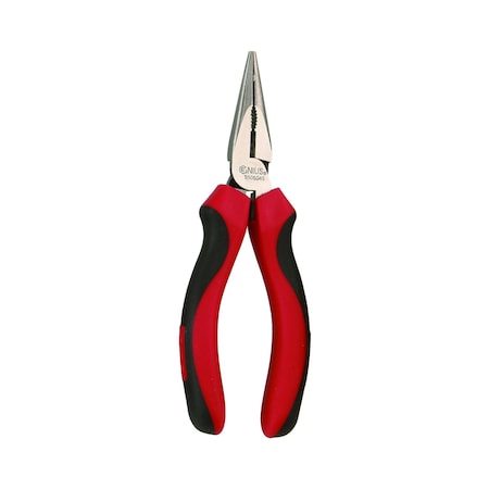 Genius Tools Chain Nose Pliers with Cutter, 6in L Soft Handle 550604S