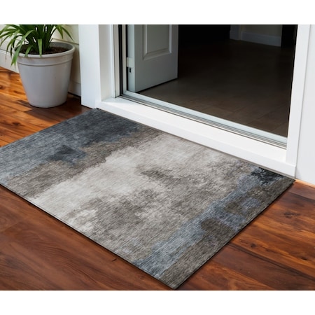 Homeroots 3' X 5' Gray Black And Brown Abstract Washable Indoor Outdoor Area Rug 603023
