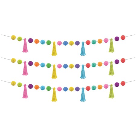 Teacher Created Resources Colorful Pom-Poms and Tassels Garland, 3PK TCR8901