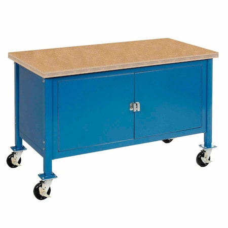 Global Industrial Mobile Cabinet Workbench - Shop Safety Edge, 60"W x 30"D, Blue 249221BL