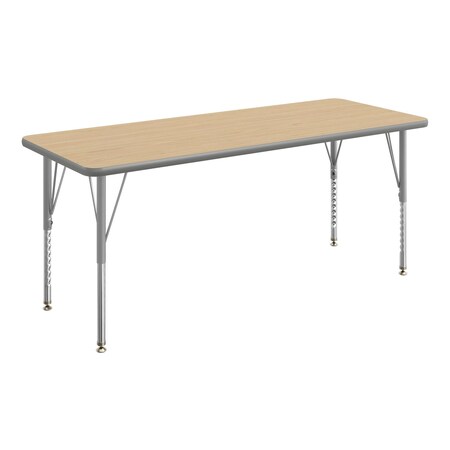 Flash Furniture Wren 60 in x 24 in Adjustable Height Activity Table, Thermal Laminate Top, Short Legs, Light Natural XU-A2460-REC-LTNAT-T-P-GG