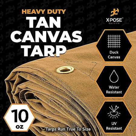 Xpose Safety Tarp, 5 ft X 7 ft, 10 oz, Tan, Canvas CTT10-57-X