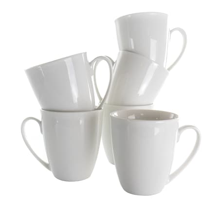 Elama Rosales 6 Piece 12 Ounce Porcelain Mug Set in White EL-ROSALES