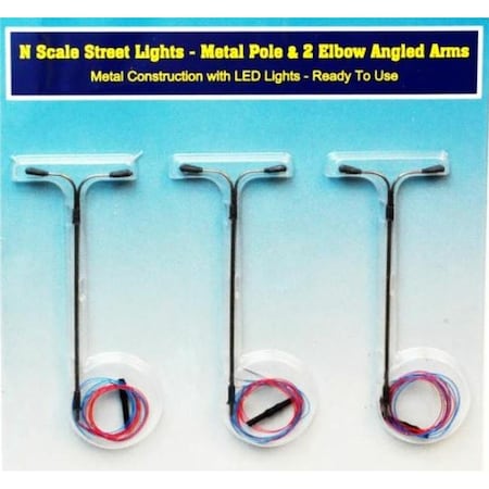 Rock Island Hobby N Scale Street Lights with Two Elbow-Angled Arms RIH013102