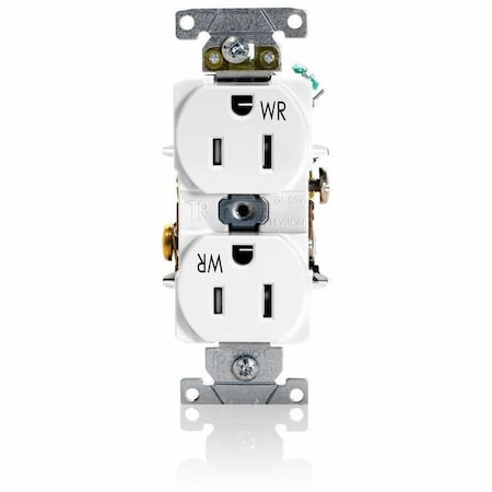 Leviton Straight Blade Receptacle, 5-15R, 15 A, 125V AC, 2 Pole, 3 Wire, Flush Mount, Single, Black TWR15-W