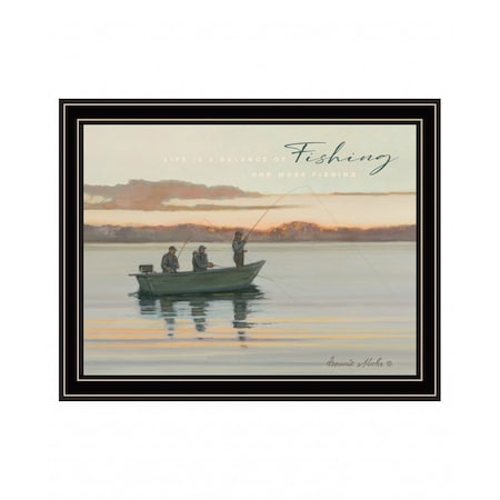 Homeroots Fishing 1 Black Framed Print Wall Art 416115