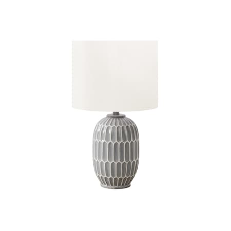 Monarch Specialties Lighting, 22"h, Table Lamp, Grey Ceramic, Ivory / Cream Shade, Contemporary, Modern I 9878