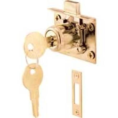Defender Security Drawer and Cabinet Lock, Keyed Lock, Steel, Brass U 10666