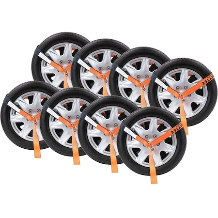 Mytee Products 2 in x 12 ft Winch Lasso Strap w/ inO in Ring, High Abrasion Orange, Cordura Sleeve, 3333 lbs, 8PK WS212O-HAx8