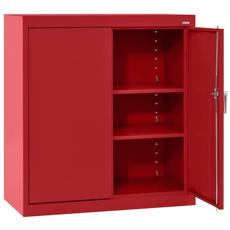 Sandusky Lee Medium Duty Welded Steel Counter-Height Storage Cabinet, 36x18x36, Red CA21361836-01