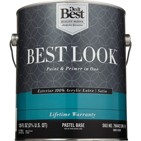 Do It Best 100% Acrylic Latex Premium Paint & Primer In One Satin Exterior House Paint Pastel Base 1 Gal. HW41W0801-16