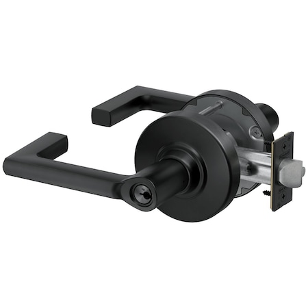 Schlage Grade 1 Storeroom Cylindrical Lock, Conventional Cylinder, Longitude Lever with Rose, Matte Black PC80P LON 622
