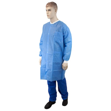 Dynarex Disposable Lab Coat w/Pockets, X-Large, Blue, 30PK 2075