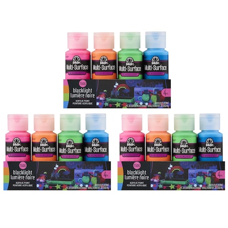 Folkart Acrylic Paint, Matte, Acrylic Base, Neon Pink, Neon Orange, Neon Green, Neon Blue 7506