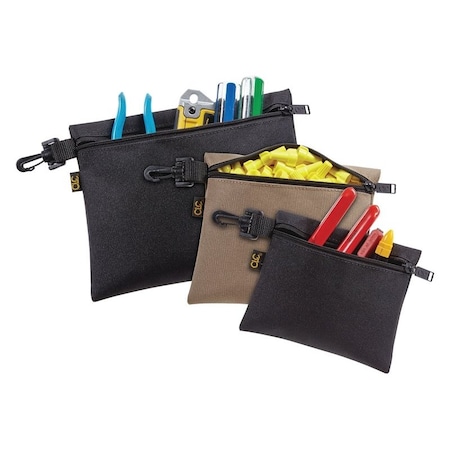 Clc Tool Works Series Zipper Bag, 1-Pocket, Polyester, Black/Khaki 1100