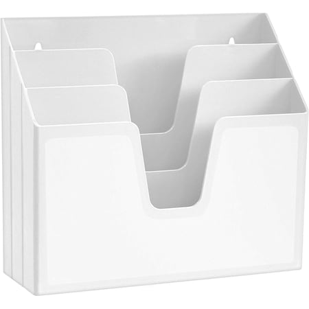 Acrimet Horizontal Triple File Folder Holder Organizer (Solid White Color) 860.BO