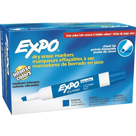Expo Dry Erase Marker, Chisel Tip, Blue PK12 Low Odor 80003