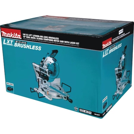 Makita 18V LXT Lithium-Ion Brushless 10'' Dual-Bevel Sliding Compound Cordless Miter Saw Kit with Laser XSL06PT