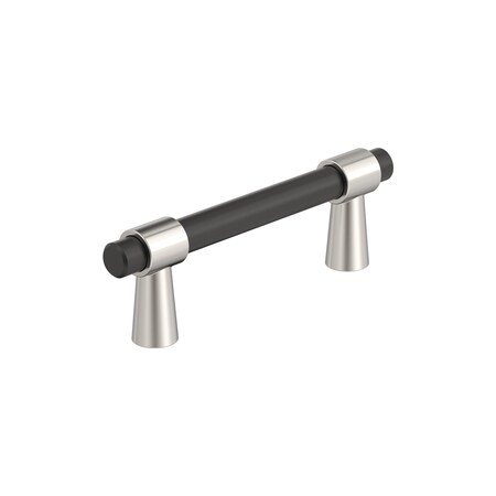 Amerock Mergence 3 inch 76mm Center-to-Center Matte Black/Polished Nickel Cabinet Pull BP37385FBPN