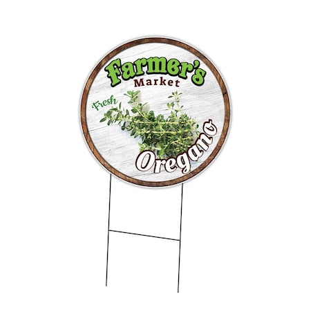 Signmission Farmers Market Oregano Double Sided Corrugated Plastic Circle Yard Sign, C-16-CIR-DS-WS-Oregano C-16-CIR-DS-WS-Oregano