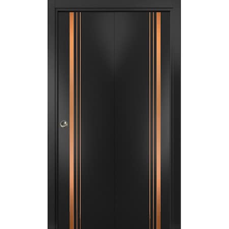 Sartodoors Sliding Closet Bi-fold Doors Planum 1010 Black Solid Core Modern Interior PLANUM1010BF-BLK-64 x 84 (2* 32x84)