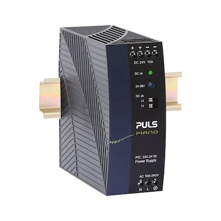 Puls Din Rail Power Supplies for 1-Phase System, 24V, 10A, DC-Ok Relay Contact PIC240.241D