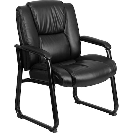 Flash Furniture Contemporary Reception Chair, Black Seat, Black Back, 29 in W 31" L 41-3/4" H, Padded, Leather Seat GO-2138-GG