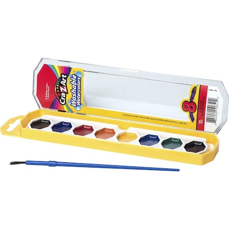 Cra-Z-Art Washable Watercolors with Brush, Peggable Tray, 8 Colors Per Set, 12PK 1065172