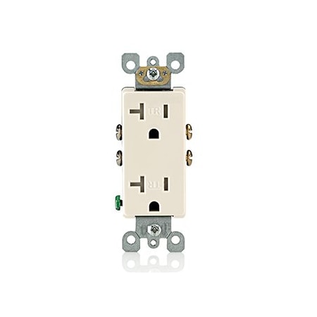 Leviton Residential Grade Decora Receptacle, 20 Amp, 125 Volt T5825-T