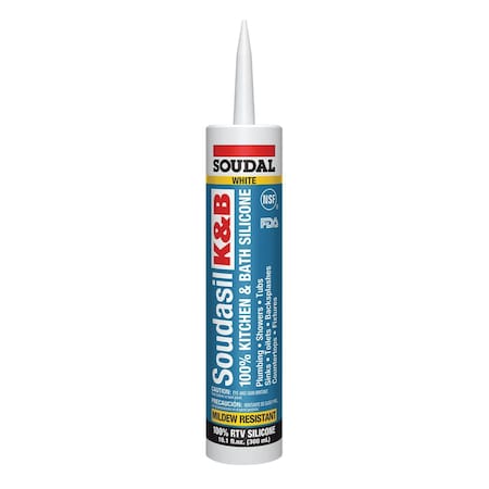 Soudal Usa Soudasil K&B Food Safe Kitchen & Bath Silicone Sealant 10.1 oz. White, 1296PK 146727