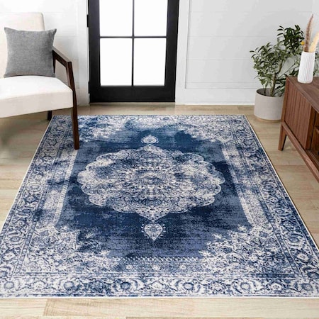 Jonathan Y Rosalia Cottage Medallion Navy/Ivory 5 ft. x 8 ft. Area Rug MDP403D-5