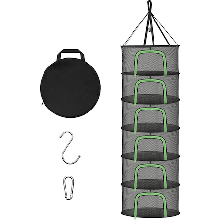 Ipower Herb Drying Rack 6-Layer 2-Feet Hanging Mesh Net Dryer Collapsible with U-Shape Zippers, Pot GLDRYRCLOSEUD2L6