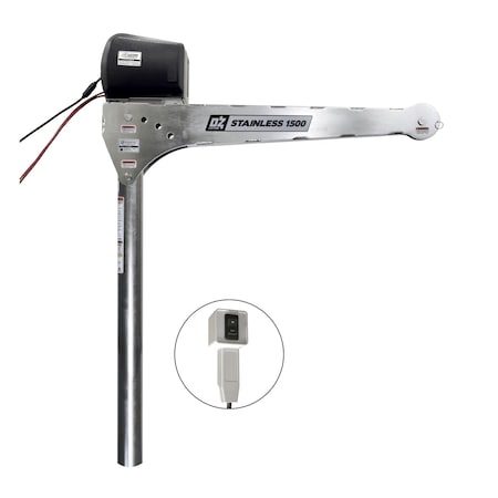 Oz Lifting Products 1500 lbs. Stainless Steel Davit Crane w/ 12V DC electric winch OZSS1500DAV-DCW
