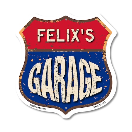 Signmission Felix's Garage, 12 Inch X 12 Inch, Aluminum Metal Sign SHI-A-12-383-FELIX
