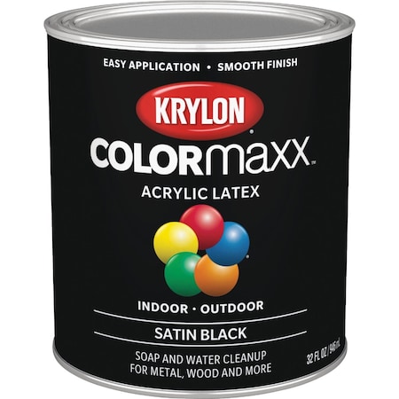 Krylon ColorMaxx Satin Interior/Exterior Wall Paint Black 1 Qt. K05626007