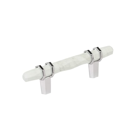 Amerock Carrione 3 inch 76mm Center-to-Center Marble White/Polished Chrome Cabinet Pull BP36639MW26