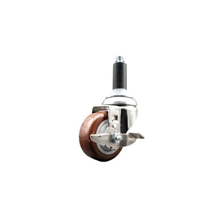 Service Caster 3 Inch 316SS Maroon Polyurethane Swivel 1 Inch Expanding Stem Caster Brake SCC-SS316EX20S314-PPUB-MRN-TLB-1